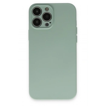 Mey İthalat®   iPhone 13 Pro Max Kılıf Nano içi Kadife Silikon - Su Yeşili