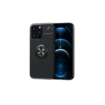 Mey İthalat® iPhone 13 Pro Max Kılıf Range Yüzüklü Silikon - Siyah
