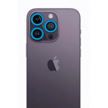 Mey İthalat®   iPhone 13 Pro Max Neon Fosforlu Kamera Lens - Mavi