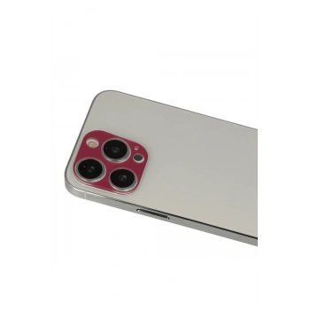 Mey İthalat®   iPhone 13 Pro Max Rainbow Kamera Lens Koruma Cam - Koyu Kırmızı
