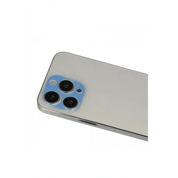 Mey İthalat®   iPhone 13 Pro Max Rainbow Kamera Lens Koruma Cam - Mavi