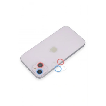 Mey İthalat®   iPhone 13 Renkli Kamera Lens Koruma Cam - Pembe-Mavi