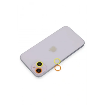 Mey İthalat®   iPhone 13 Renkli Kamera Lens Koruma Cam - Sarı-Turuncu
