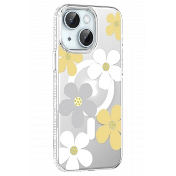 Mey İthalat®   iPhone 14 Floral Magsafe Kapak - Sarı