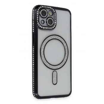 Mey İthalat® iPhone 14 Kılıf Joke Simli Magneticsafe Kılıf - Siyah