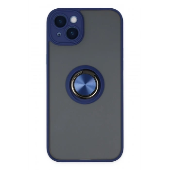 Mey İthalat®   iPhone 14 Kılıf Montreal Yüzüklü Silikon Kapak - Lacivert