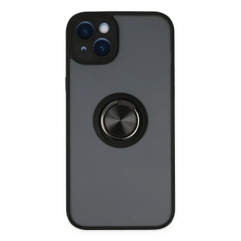 Mey İthalat®   iPhone 14 Kılıf Montreal Yüzüklü Silikon Kapak - Siyah
