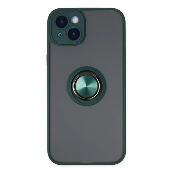 Mey İthalat®   iPhone 14 Kılıf Montreal Yüzüklü Silikon Kapak - Yeşil