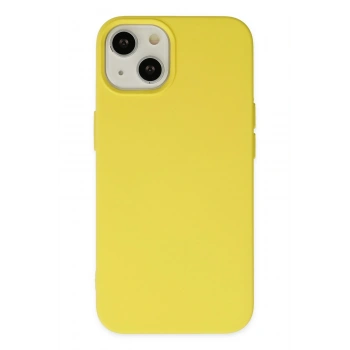 Mey İthalat®   iPhone 14 Kılıf Nano içi Kadife Silikon - Sarı