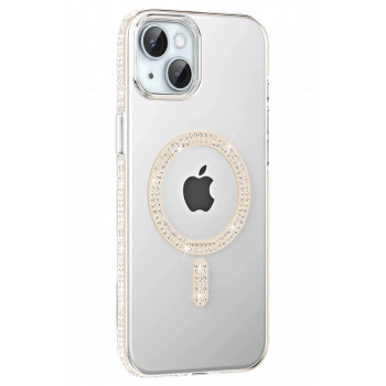 Mey İthalat®   iPhone 14 Move Taşlı Magsafe Kapak - Pembe