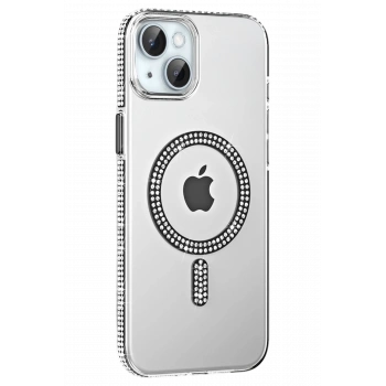 Mey İthalat®   iPhone 14 Move Taşlı Magsafe Kapak - Siyah