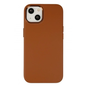 Mey İthalat®   iPhone 14 Plus Kılıf Asya Deri Silikon - Kahverengi