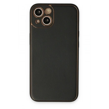 Mey İthalat®   iPhone 14 Plus Kılıf Coco Deri Silikon Kapak - Siyah