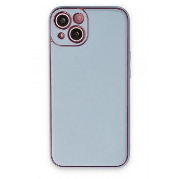 Mey İthalat®   iPhone 14 Plus Kılıf Coco Deri Silikon Kapak - Sky Blue