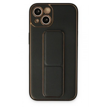 Mey İthalat®   iPhone 14 Plus Kılıf Coco Deri Standlı Kapak - Siyah