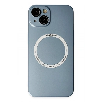Mey İthalat®   iPhone 14 Plus Kılıf Jack Magneticsafe Lens Silikon - Sierra Blue