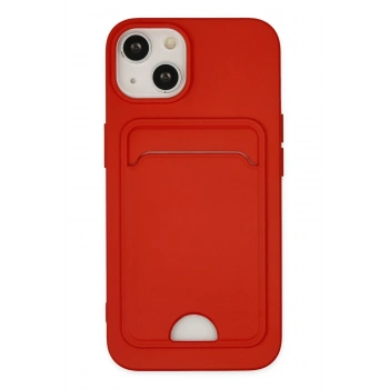 Mey İthalat®   iPhone 14 Plus Kılıf Kelvin Kartvizitli Silikon - Kırmızı