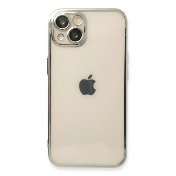 Mey İthalat®   iPhone 14 Plus Kılıf  Lensli Silikon - Gümüş