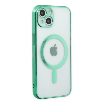 Mey İthalat®   iPhone 14 Plus Kılıf Magneticsafe Lazer Silikon - Haki Yeşil