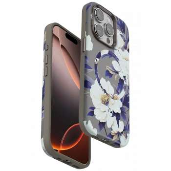 Mey İthalat®   iPhone 14 Pro Flower Series Magsafe Kapak - Gri