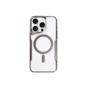 Mey İthalat®   iPhone 14 Pro Kılıf Boyi Magsafe Silikon Kapak - Titan Gri