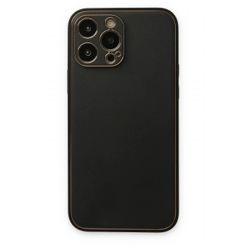 Mey İthalat®   iPhone 14 Pro Kılıf Coco Deri Silikon Kapak - Siyah
