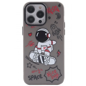 Mey İthalat®   iPhone 14 Pro Kılıf  Desenli Kapak -  Siyah - 1