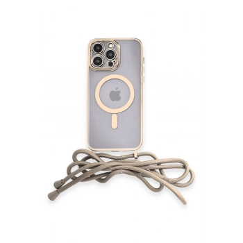 Mey İthalat®   iPhone 14 Pro Kılıf Divo Lazer Askılı Magsafe Kapak - Gold