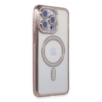 Mey İthalat® iPhone 14 Pro Kılıf Joke Simli Magneticsafe Kılıf - Pembe