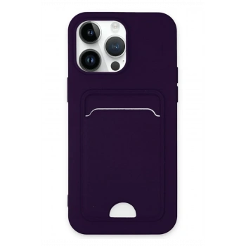 Mey İthalat®   iPhone 14 Pro Kılıf Kelvin Kartvizitli Silikon - Derin Mor