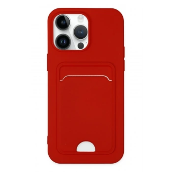 Mey İthalat®   iPhone 14 Pro Kılıf Kelvin Kartvizitli Silikon - Kırmızı