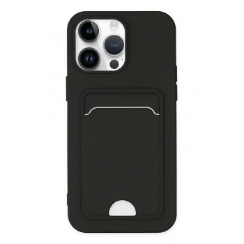 Mey İthalat®   iPhone 14 Pro Kılıf Kelvin Kartvizitli Silikon - Siyah