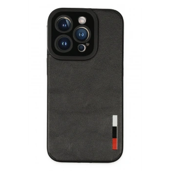 Mey İthalat®   iPhone 14 Pro Kılıf Loop Deri Silikon - Siyah