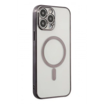 Mey İthalat®   iPhone 14 Pro Kılıf Magneticsafe Lazer Silikon - Siyah