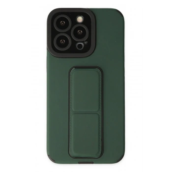 Mey İthalat®   iPhone 14 Pro Kılıf Mega Standlı Silikon - Yeşil