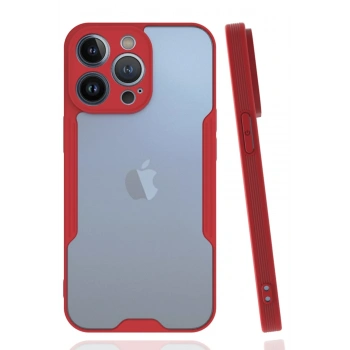 Mey İthalat®   iPhone 14 Pro Kılıf Platin Silikon - Kırmızı