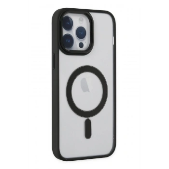 Mey İthalat®   iPhone 14 Pro Kılıf Room Magneticsafe Silikon - Siyah