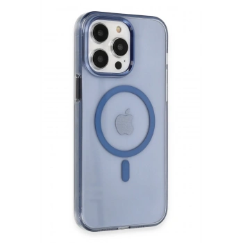 Mey İthalat®   iPhone 14 Pro Kılıf Tron Şeffaf Magsafe Kapak - Mavi
