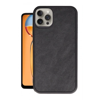 Mey İthalat®   iPhone 14 Pro Max Kılıf Aras Deri Kapak - Siyah