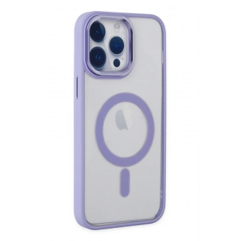 Mey İthalat®   iPhone 14 Pro Max Kılıf Room Magneticsafe Silikon - Lila