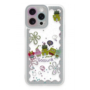 Mey İthalat®   iPhone 14 Pro Max Kılıf Sweet Desenli Silikon Kapak - Açık Mavi