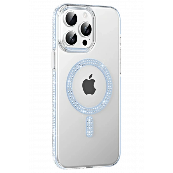 Mey İthalat®   iPhone 14 Pro Max Move Taşlı Magsafe Kapak - Mavi