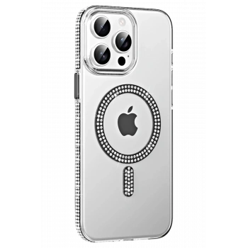 Mey İthalat®   iPhone 14 Pro Max Move Taşlı Magsafe Kapak - Siyah