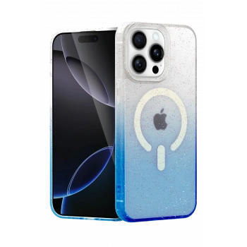 Mey İthalat®   iPhone 14 Pro Max Pummel Shiny Magsafe Kapak - Mavi