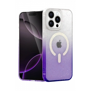 Mey İthalat®   iPhone 14 Pro Max Pummel Shiny Magsafe Kapak - Mor