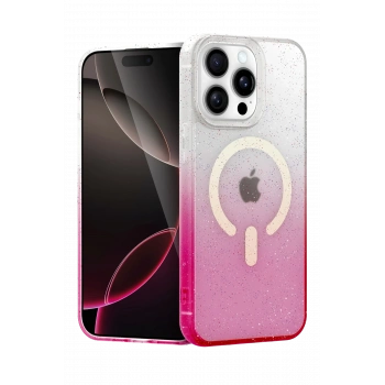 Mey İthalat®   iPhone 14 Pro Max Pummel Shiny Magsafe Kapak - Pembe