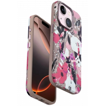 Mey İthalat®   iPhone 15 Flower Series Magsafe Kapak - Pembe