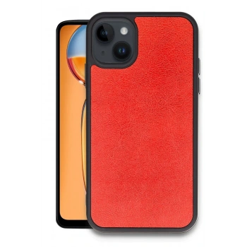 Mey İthalat®   iPhone 15 Kılıf Aras Deri Kapak - Kırmızı