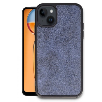 Mey İthalat®   iPhone 15 Kılıf Aras Deri Kapak - Lacivert