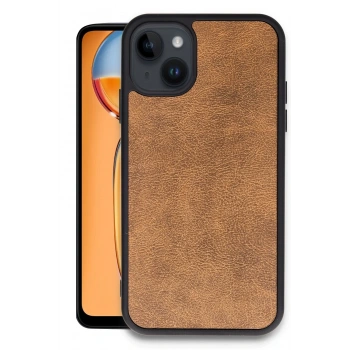 Mey İthalat®   iPhone 15 Kılıf Aras Deri Kapak - Taba